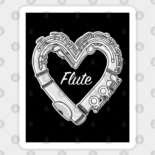 Love Flute Heart-Shaped Doodle For Flutists Sticker by doodlerob